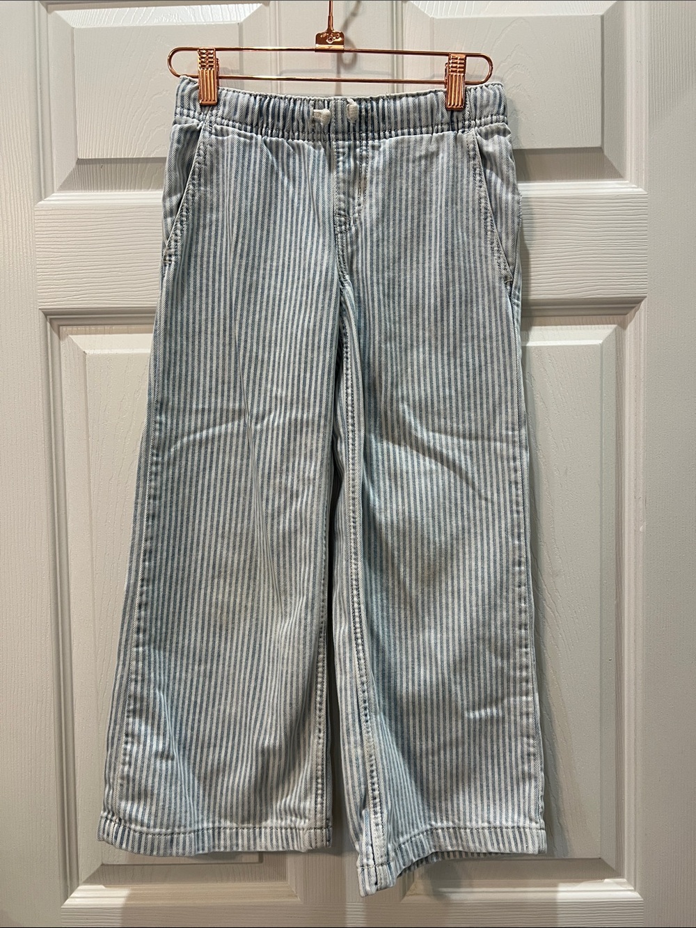 Light Blue & White Striped Wide-Leg Pants Girls Sz 8